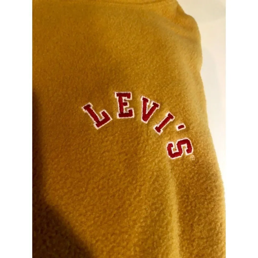 Men's Levi's Logo Polar Fleece Hoodie Sweatshirt Golden Yellow New with Tags L
